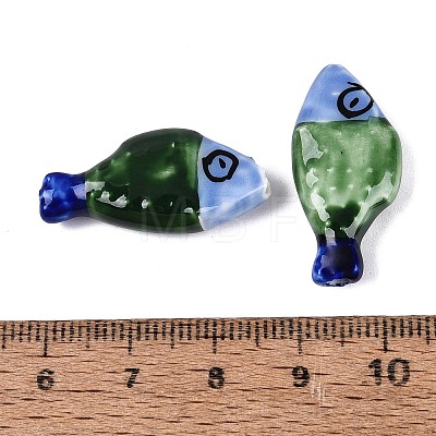 Hand Painted Fish Shaped Porcelain Beads PORC-N013-06F-1