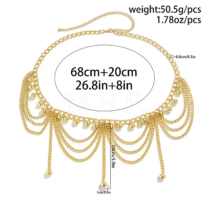 Alloy Twisted Chain Round Tassel Waist Chains for Women WG6FFC1-02-1