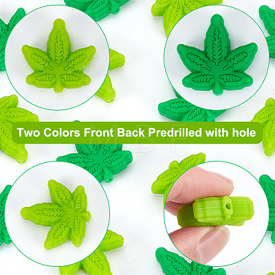 24Pcs 2 Colors Maple Leaf Silicone Beads SIL-GO0001-06-1