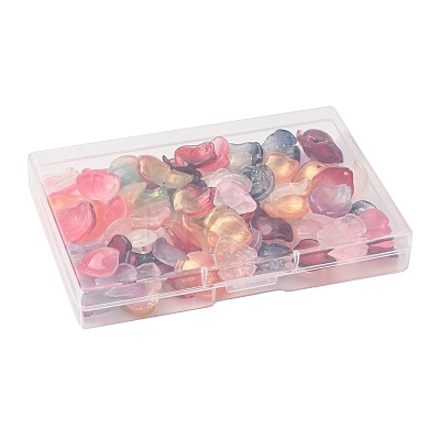 100Pcs 10 Colors Transparent Glass Petal Pendants GLAA-FS0002-71-1