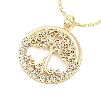 Brass Micro Pave Clear Cubic Zirconia Pendant Necklaces for Women NJEW-M009-04G-C-1