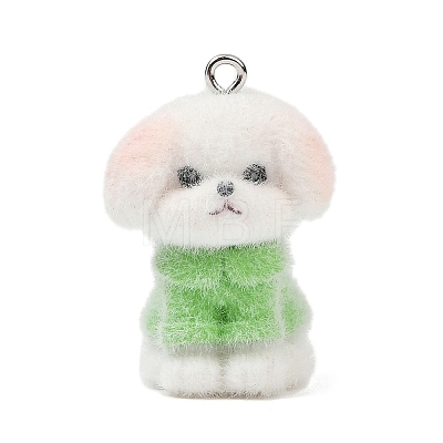 Animal Theme Flocky Opaque Resin Pendants RESI-H042-01P-02-1