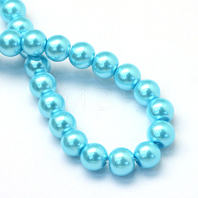 Baking Paint Pearlized Glass Pearl Round Bead Strands HY-Q003-14mm-48-1
