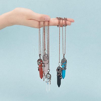 DIY 5Pcs Gemstone Pointed Pendant Making Kits DIY-NB0005-08-1