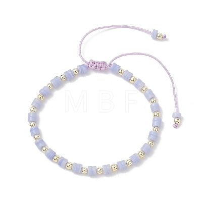 Flat Round Synthetic Blue Lace Agate Beads Braided Bead Bracelets BJEW-JB13247-01-1