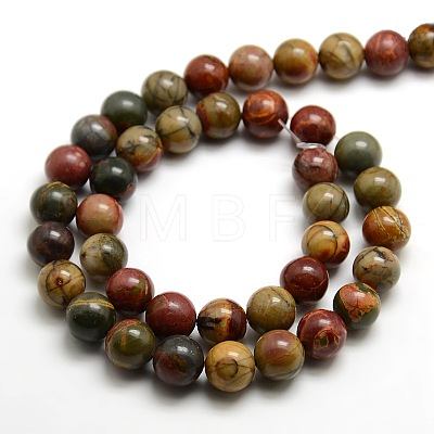 Round Natural Picasso Beads Strands G-P062-64-1