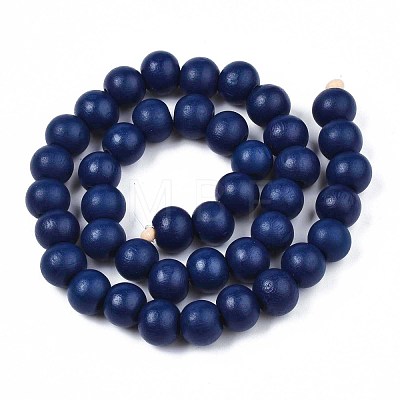 Painted Natural Wood Beads Strands WOOD-S053-54C-1
