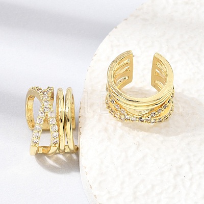 Brass Micro Pave Cubic Zirconia Cuff Earrings for Women CU-CBAE7DF-19G-1
