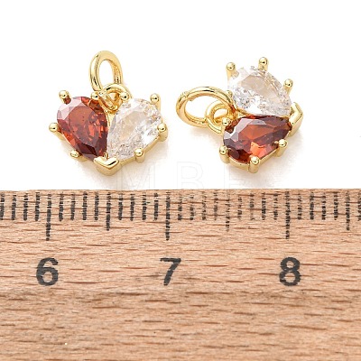 Valentine's Day Brass Micro Pave Orange Red Cubic Zirconia Charms CU-E003-17G-G-1