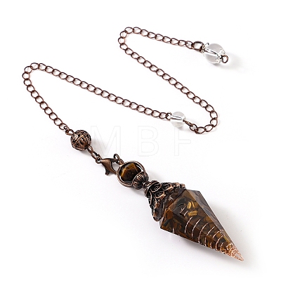 Natural Tiger Eye & Resin Hexagonal Pointed Dowsing Pendulums PW-WG7D05E-01-1