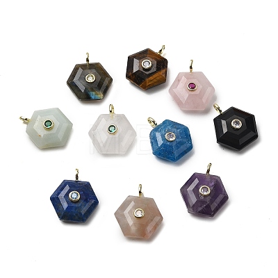 Natural Mixed Stone Pendants G-P588-02G-A-1