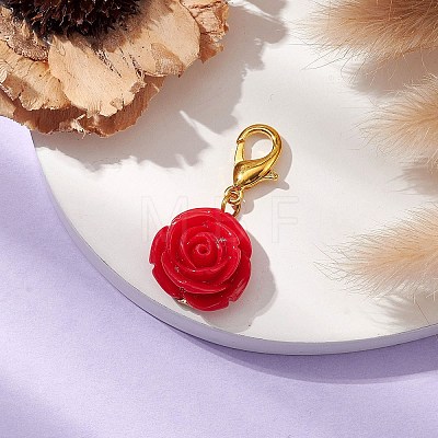 Rose Resin Pendant Decoration HJEW-JM02091-02-1