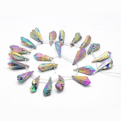 Electroplated Natural Quartz Crystal Beads Strands G-G890-B-07-1