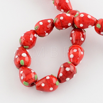 Handmade Lampwork 3D Strawberry Beads X-LAMP-R109B-15-1