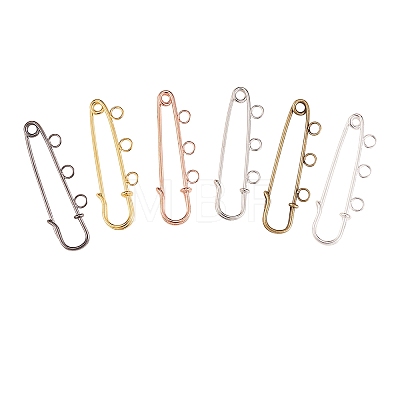30Pcs 6 Colors Iron Safety Pins IFIN-CJ0001-56-1