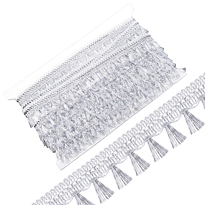 15 Yards Filigree Polyester Lace Fringe Trim OCOR-WH0089-13B-1