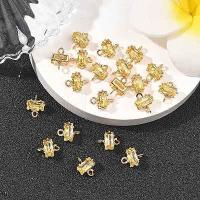 SHEGRACE Brass Pave Cubic Zirconia Rectangle Connector Charms XGRQ2O050-438C-G-1