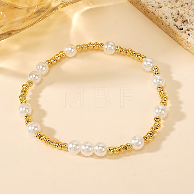 Bohemian Style Brass & Imitation Pearl Stretch Bracelets for Women YM3470-1