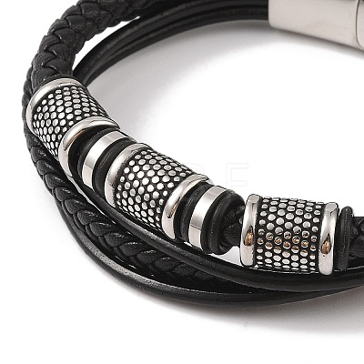 Braided Microfiber Leather Multi-strand Bracelets BJEW-B096-01A-1