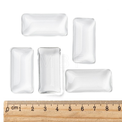 Transparent Rectangle Glass Cabochons GGLA-R025-38x19-1