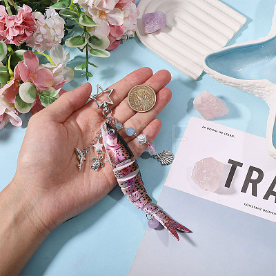 1Pc Resin Fish Pendant Decorations HJEW-CA0001-78B-1
