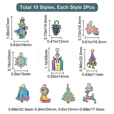 20Pcs 10 Style Alloy Pendants FIND-CN0001-41-1