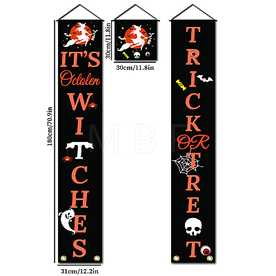 Halloween Hanging Sign for Home Office Front Door Porch Welcome Halloween Decorations HJEW-WH0023-008-1