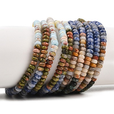 Natural African Turquoise(Jasper) & Unakite & Blue Spot Jasper & Crazy Agate & Yellow Opal & Ice Obsidian & Synthetic Shoushan Stone Beads Strands G-Z135-C07-2x4mm-1