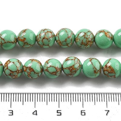 Synthetic Gold Line Turquoise Beads Strands G-A255-A03-01B-1