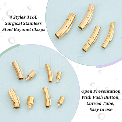 Olycraft 4 Sets 4 Styles 316L Surgical Stainless Steel Bayonet Clasps STAS-OC0001-16-1