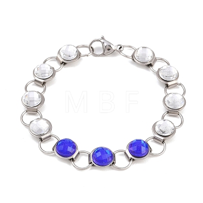 304 Stainless Steel and Glass Link Chain Bracelets for Women GL-T001-02A-1