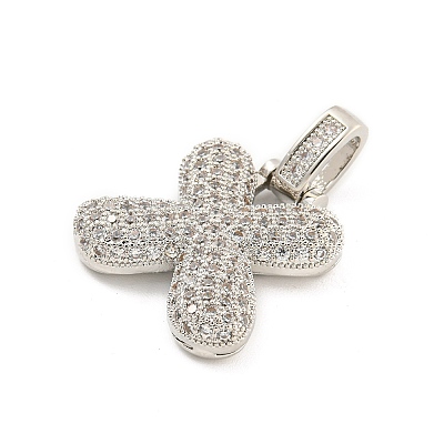 Brass Micro Pave Clear Cubic Zirconia Pendants KK-B099-01P-X-1