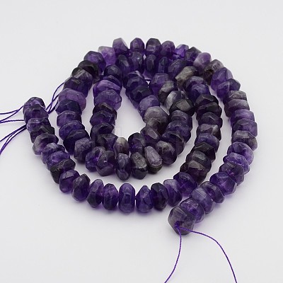 Natural Amethyst Faceted Rondelle Bead Strands G-P082-05-1