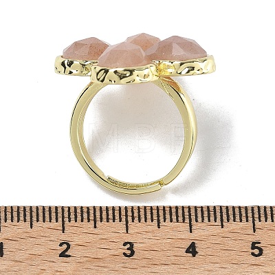 Natural Sunstone Faceted Adjustable Finger Rings for Women RJEW-A092-01G-07-1