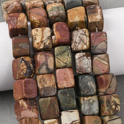 Natural Picasso Stone/Polychrome Jasper Beads Strands G-D098-D02-1
