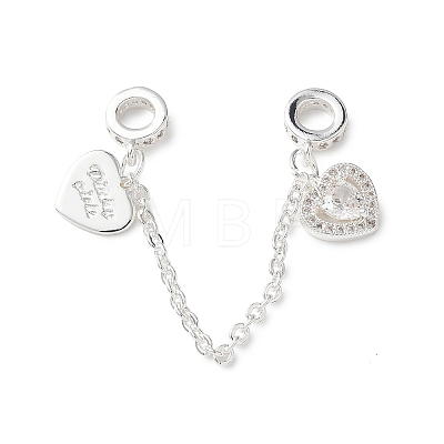 Brass Micro Pave Clear Cubic Zirconia Cable Chain European Beads KK-G531-07D-S-1