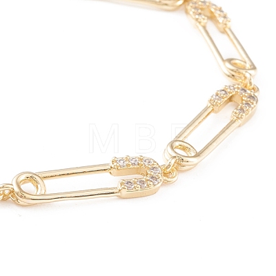 Brass Micro Pave Clear Cubic Zirconia Link Bracelets BJEW-F408-01G-1