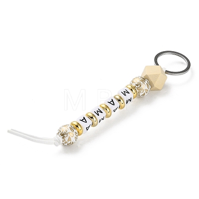 Wood and Plastic Beads Keychain Decorationes KEYC-B016-01-1