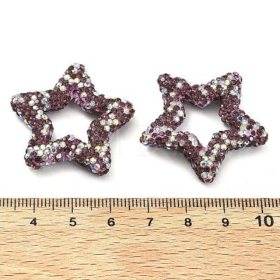 Star Shape Polymer Clay Rhinestone Beads CLAY-NH0001-06F-1