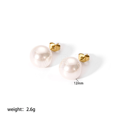 Elegant Titanium Steel Imitation Pearl Stud Earrings NB5919-5-1