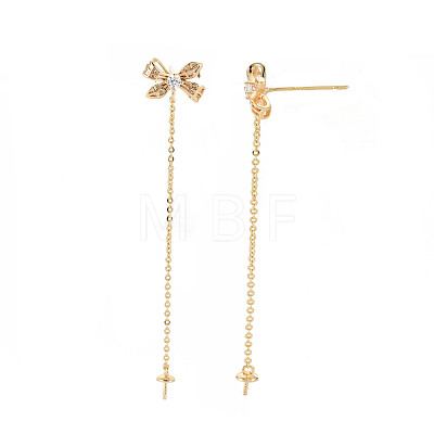 Brass Micro Pave Clear Cubic Zirconia Stud Earring Findings KK-S356-619-NF-1