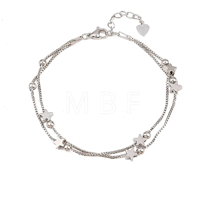 Brass Box Chain Multi-strand Bracelets for Women LS-BJEW-C140-27P-1