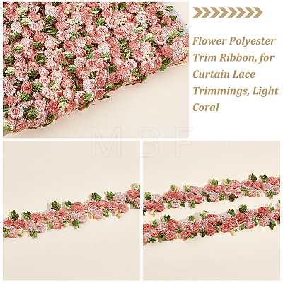   5Yards Flower Polyester Trim Ribbon OCOR-PH0001-97F-1