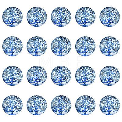 Half Round/Dome Tree Pattern Glass Flatback Cabochons for DIY Projects GGLA-YW0001-14L-1