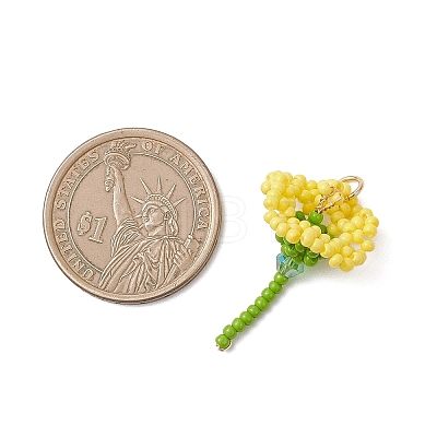 Glass Seed Beaded Flower Pendants PALLOY-MZ01171-01-1