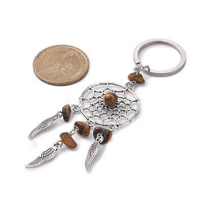 Woven Net/Web with Wing Alloy & Gemstone Chips Keychains KEYC-JKC00559-1