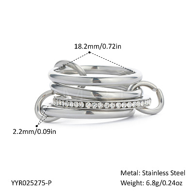 304 Stainless Steel Finger Rings for Women QA6774-6-1