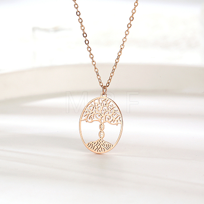 Elegant Stainless Steel Hollow Life Tree Pendant for Women's Daily Wear. HY4553-3-1