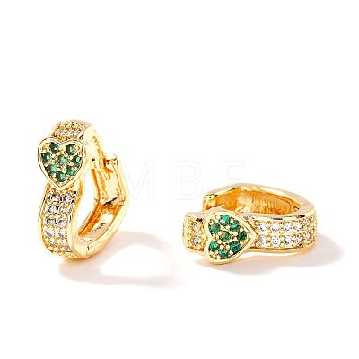 Elegant Heart-shaped Brass Cubic Zirconia Hoop Earrings for Women CH6025-1-1