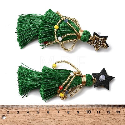 304 Stainless Steel Star Tassel Stud Earrings EJEW-D344-01-1